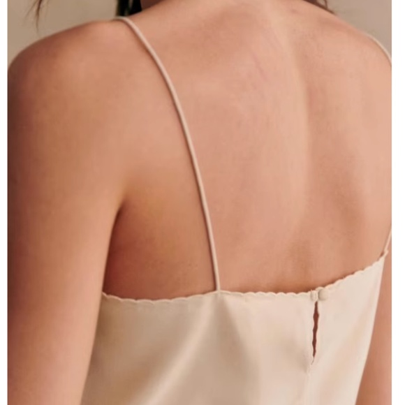 Classic Sezane Adriano Silk Top Cami - Cream Light Beige - Picture 3 of 9